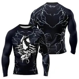 Venom Tearing Through Men's Long Sleeve Rash Guard