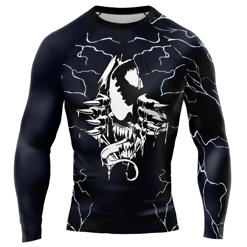 Venom Tearing Through Men's Long Sleeve Rash Guard