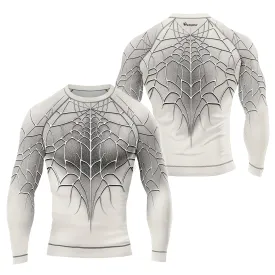 White Spider Web Men's Long Sleeve Rash Guard