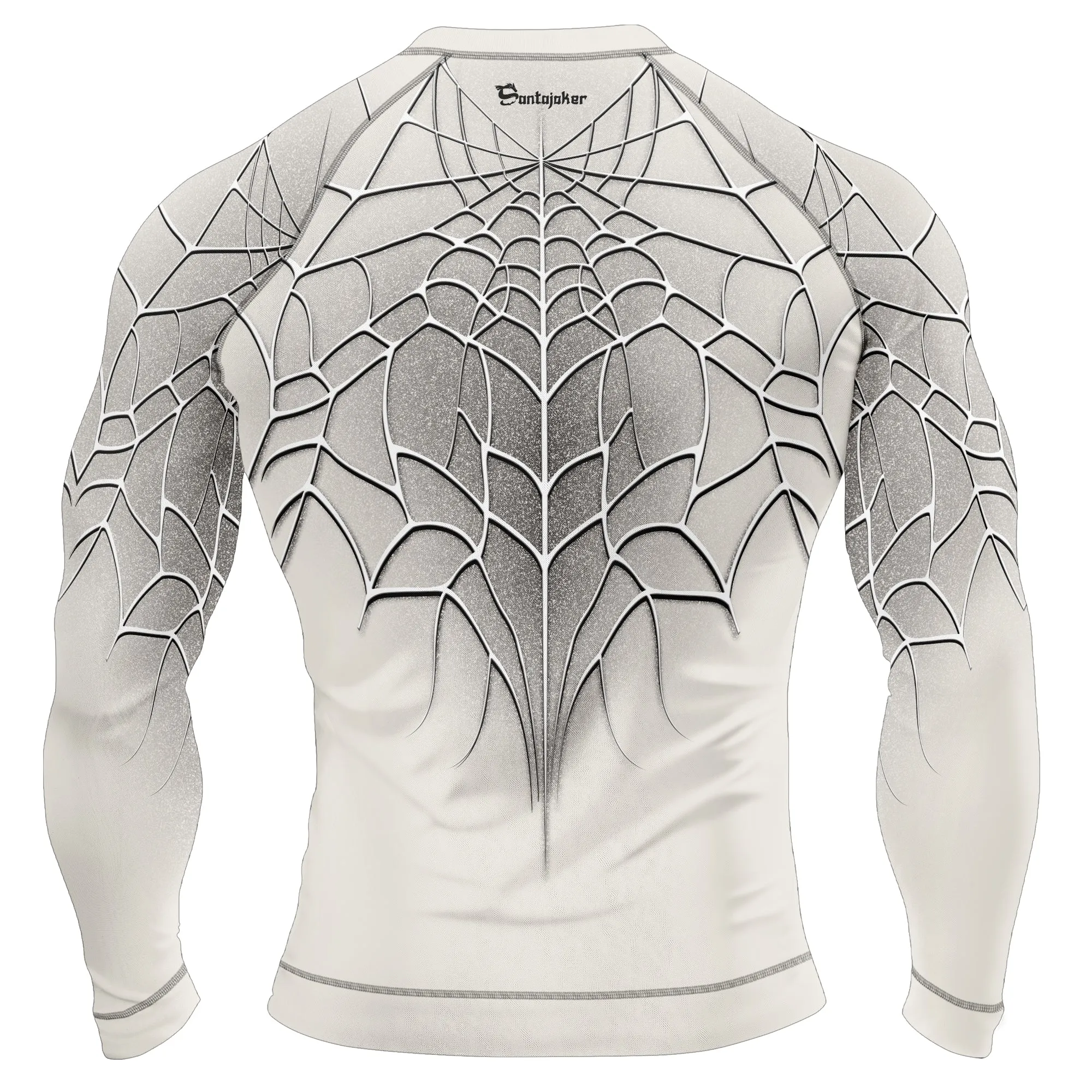 White Spider Web Men's Long Sleeve Rash Guard