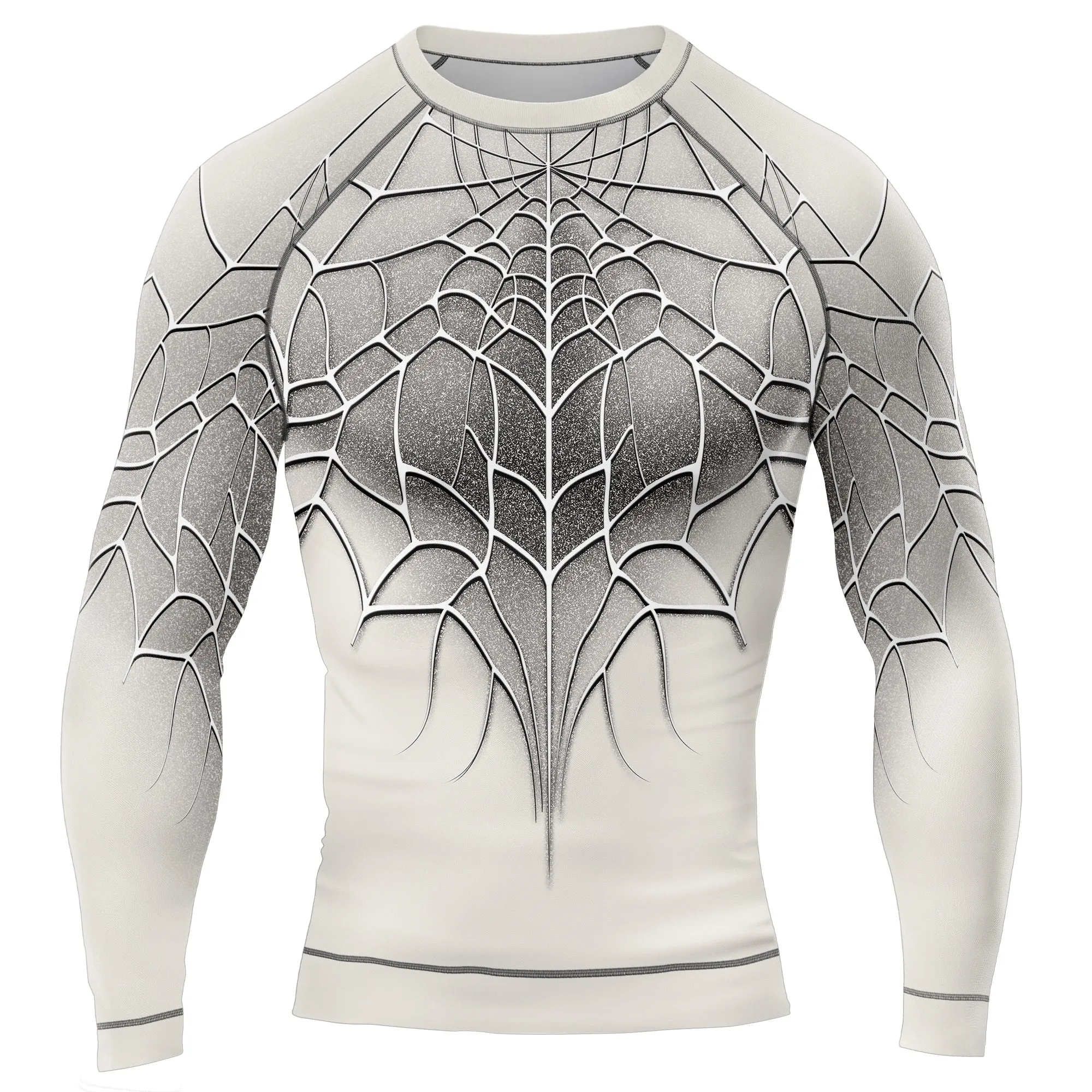 White Spider Web Men's Long Sleeve Rash Guard