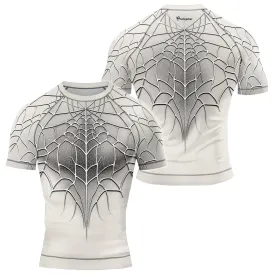 White Spider Web Men's Short Sleeve Rash Guard