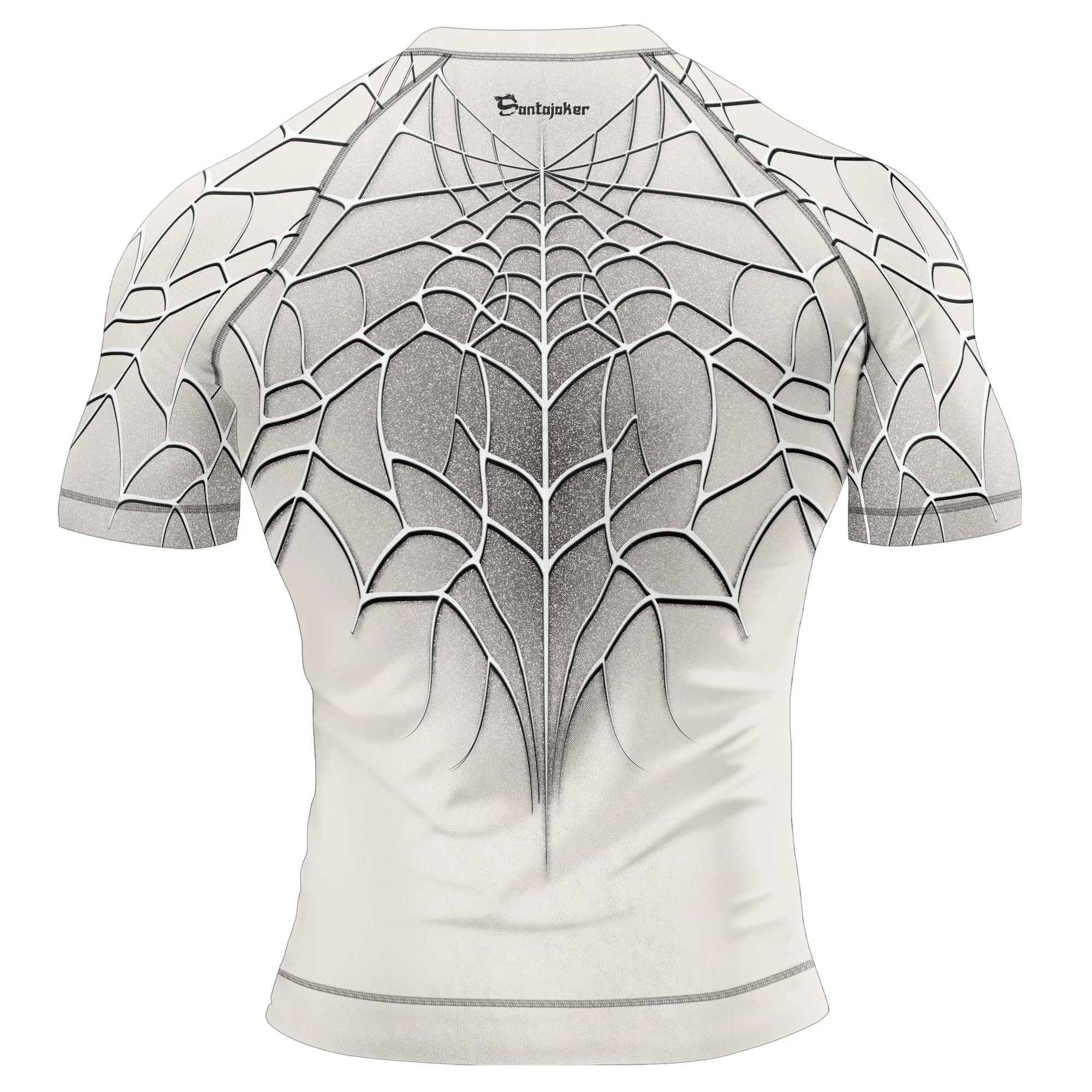 White Spider Web Men's Short Sleeve Rash Guard