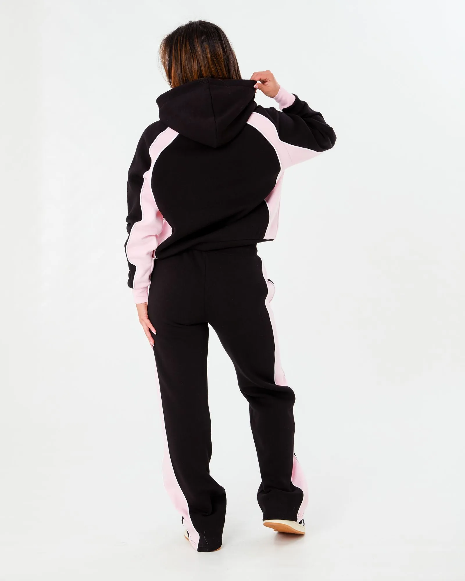 Womens Black Pink Sporty Joggers